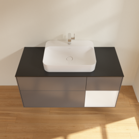 Тумба под раковину Villeroy & Boch Finion 120х50,1 см с подсветкой МДФ антрацит матовый лак/стекло черное матовое F422MTGK