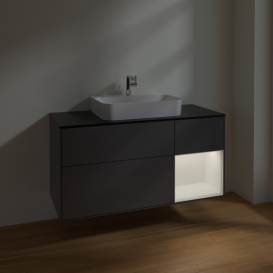 Тумба под раковину Villeroy & Boch Finion 120х50,1 см с подсветкой МДФ антрацит матовый лак/стекло черное матовое F422MTGK