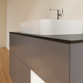 Тумба под раковину Villeroy & Boch Finion 120х50,1 см с подсветкой МДФ антрацит матовый лак/стекло черное матовое F422MTGK