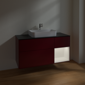 Тумба под раковину Villeroy & Boch Finion 120х50,1 см с подсветкой МДФ пион матовый лак/стекло черное матовое F422MTHB