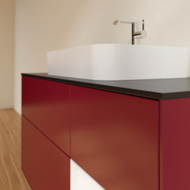 Тумба под раковину Villeroy & Boch Finion 120х50,1 см с подсветкой МДФ пион матовый лак/стекло черное матовое F422MTHB