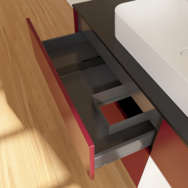 Тумба под раковину Villeroy & Boch Finion 120х50,1 см с подсветкой МДФ пион матовый лак/стекло черное матовое F422MTHB