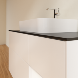 Тумба под раковину Villeroy & Boch Finion 120х50,1 см с подсветкой МДФ белый матовый лак/стекло черное матовое F422MTMT