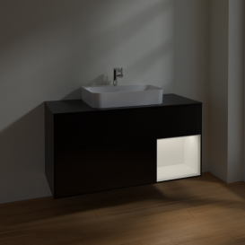 Тумба под раковину Villeroy & Boch Finion 120х50,1 см с подсветкой МДФ черный матовый лак/стекло черное матовое F422MTPD