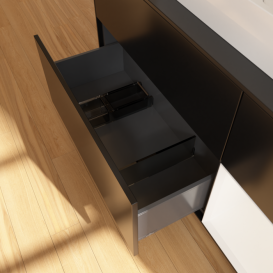 Тумба под раковину Villeroy & Boch Finion 120х50,1 см с подсветкой МДФ черный матовый лак/стекло черное матовое F422MTPD