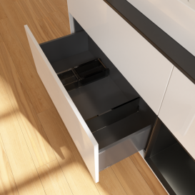 Тумба под раковину Villeroy & Boch Finion 120х50,1 см с подсветкой МДФ глянцевый белый лак/стекло черное матовое F422PDGF