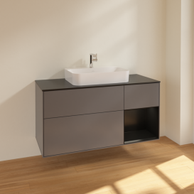 Тумба под раковину Villeroy & Boch Finion 120х50,1 см с подсветкой МДФ антрацит матовый лак/стекло черное матовое F422PDGK