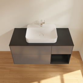 Тумба под раковину Villeroy & Boch Finion 120х50,1 см с подсветкой МДФ антрацит матовый лак/стекло черное матовое F422PDGK