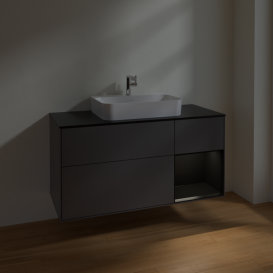 Тумба под раковину Villeroy & Boch Finion 120х50,1 см с подсветкой МДФ антрацит матовый лак/стекло черное матовое F422PDGK