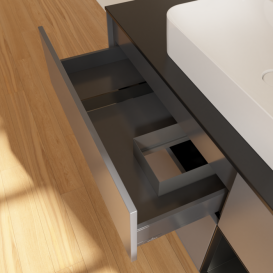 Тумба под раковину Villeroy & Boch Finion 120х50,1 см с подсветкой МДФ антрацит матовый лак/стекло черное матовое F422PDGK