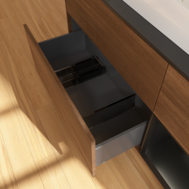 Тумба под раковину Villeroy & Boch Finion 120х50,1 см с подсветкой МДФ шпон грецкого ореха/стекло черное матовое F422PDGN