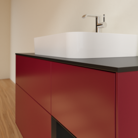 Тумба под раковину Villeroy & Boch Finion 120х50,1 см с подсветкой МДФ пион матовый лак/стекло черное матовое F422PDHB