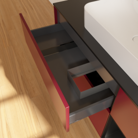 Тумба под раковину Villeroy & Boch Finion 120х50,1 см с подсветкой МДФ пион матовый лак/стекло черное матовое F422PDHB