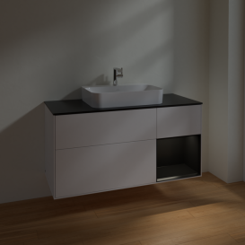 Тумба под раковину Villeroy & Boch Finion 120х50,1 см с подсветкой МДФ белый матовый лак/стекло черное матовое F422PDMT