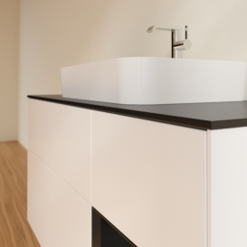 Тумба под раковину Villeroy & Boch Finion 120х50,1 см с подсветкой МДФ белый матовый лак/стекло черное матовое F422PDMT