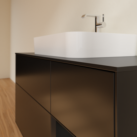 Тумба под раковину Villeroy & Boch Finion 120х50,1 см с подсветкой МДФ черный матовый лак/стекло черное матовое F422PDPD