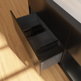 Тумба под раковину Villeroy & Boch Finion 120х50,1 см с подсветкой МДФ черный матовый лак/стекло черное матовое F422PDPD