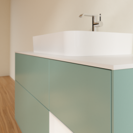 Тумба під раковину Villeroy & Boch Finion 120х50,1 см із підсвічуванням МДФ оливковий матовий лак/скло біле матове F421GFGM