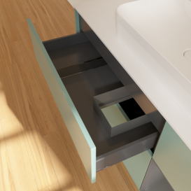 Тумба під раковину Villeroy & Boch Finion 120х50,1 см із підсвічуванням МДФ оливковий матовий лак/скло біле матове F421GKGM