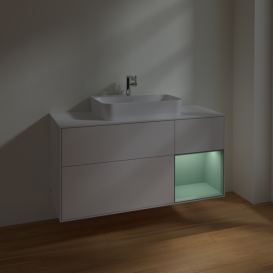 Тумба под раковину Villeroy & Boch Finion 120х50,1 см с подсветкой МДФ глянцевый белый лак/стекло белое матовое F421GMGF