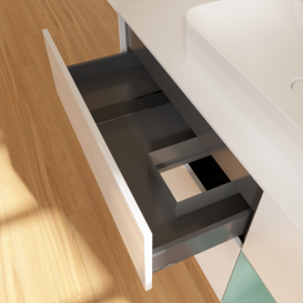 Тумба под раковину Villeroy & Boch Finion 120х50,1 см с подсветкой МДФ глянцевый белый лак/стекло белое матовое F421GMGF