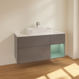 Тумба под раковину Villeroy & Boch Finion 120х50,1 см с подсветкой МДФ антрацит матовый лак/стекло белое матовое F421GMGK