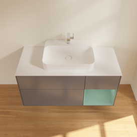 Тумба под раковину Villeroy & Boch Finion 120х50,1 см с подсветкой МДФ антрацит матовый лак/стекло белое матовое F421GMGK