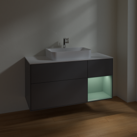 Тумба под раковину Villeroy & Boch Finion 120х50,1 см с подсветкой МДФ антрацит матовый лак/стекло белое матовое F421GMGK