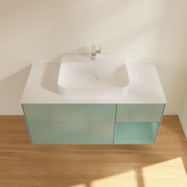 Тумба под раковину Villeroy & Boch Finion 120х50,1 см с подсветкой МДФ оливковый матовый лак/стекло белое матовое F421GMGM