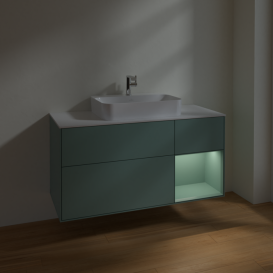 Тумба под раковину Villeroy & Boch Finion 120х50,1 см с подсветкой МДФ оливковый матовый лак/стекло белое матовое F421GMGM
