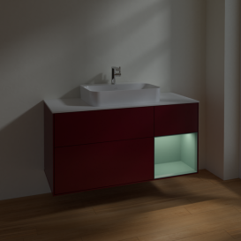 Тумба под раковину Villeroy & Boch Finion 120х50,1 см с подсветкой МДФ пион матовый лак/стекло белое матовое F421GMHB