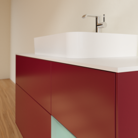 Тумба под раковину Villeroy & Boch Finion 120х50,1 см с подсветкой МДФ пион матовый лак/стекло белое матовое F421GMHB