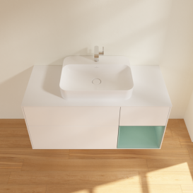 Тумба под раковину Villeroy & Boch Finion 120х50,1 см с подсветкой МДФ белый матовый лак/стекло белое матовое F421GMMT