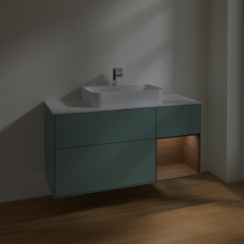Тумба под раковину Villeroy & Boch Finion 120х50,1 см с подсветкой МДФ оливковый матовый лак/стекло белое матовое F421GNGM