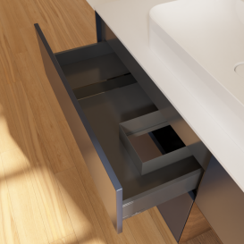 Тумба под раковину Villeroy & Boch Finion 120х50,1 см с подсветкой МДФ темно-синий матовый лак/стекло белое матовое F421GNHG