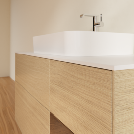 Тумба под раковину Villeroy & Boch Finion 120х50,1 см с подсветкой МДФ шпон дуба/стекло белое матовое F421GNPC