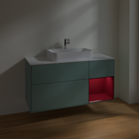 Тумба под раковину Villeroy & Boch Finion 120х50,1 см с подсветкой МДФ оливковый матовый лак/стекло белое матовое F421HBGM