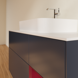 Тумба под раковину Villeroy & Boch Finion 120х50,1 см с подсветкой МДФ темно-синий матовый лак/стекло белое матовое F421HBHG
