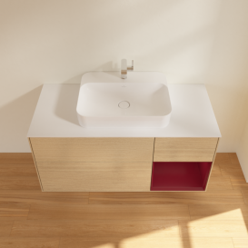 Тумба под раковину Villeroy & Boch Finion 120х50,1 см с подсветкой МДФ шпон дуба/стекло белое матовое F421HBPC