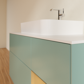 Тумба под раковину Villeroy & Boch Finion 120х50,1 см с подсветкой МДФ оливковый матовый лак/стекло белое матовое F421HFGM