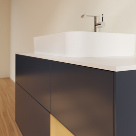 Тумба под раковину Villeroy & Boch Finion 120х50,1 см с подсветкой МДФ темно-синий матовый лак/стекло белое матовое F421HFHG
