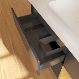 Тумба под раковину Villeroy & Boch Finion 120х50,1 см с подсветкой МДФ темно-синий матовый лак/стекло белое матовое F421HFHG