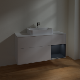 Тумба под раковину Villeroy & Boch Finion 120х50,1 см с подсветкой МДФ глянцевый белый лак/стекло белое матовое F421HGGF