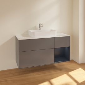 Тумба под раковину Villeroy & Boch Finion 120х50,1 см с подсветкой МДФ антрацит матовый лак/стекло белое матовое F421HGGK