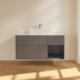 Тумба под раковину Villeroy & Boch Finion 120х50,1 см с подсветкой МДФ антрацит матовый лак/стекло белое матовое F421HGGK