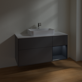 Тумба под раковину Villeroy & Boch Finion 120х50,1 см с подсветкой МДФ антрацит матовый лак/стекло белое матовое F421HGGK