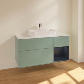 Тумба под раковину Villeroy & Boch Finion 120х50,1 см с подсветкой МДФ оливковый матовый лак/стекло белое матовое F421HGGM