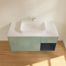 Тумба под раковину Villeroy & Boch Finion 120х50,1 см с подсветкой МДФ оливковый матовый лак/стекло белое матовое F421HGGM