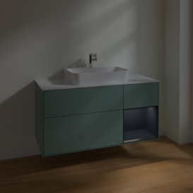 Тумба под раковину Villeroy & Boch Finion 120х50,1 см с подсветкой МДФ оливковый матовый лак/стекло белое матовое F421HGGM