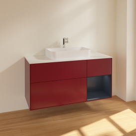 Тумба під раковину Villeroy & Boch Finion 120х50,1 см із підсвічуванням МДФ півонія матовий лак/скло біле матове F421HGHB